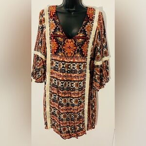 KAS Bohemian Patterned Dress with Fringe, Embroidery and Intricate detailing. M